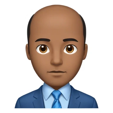 A principle man wearing a blue tie in a suit with black balding hair and brown eyes sticker