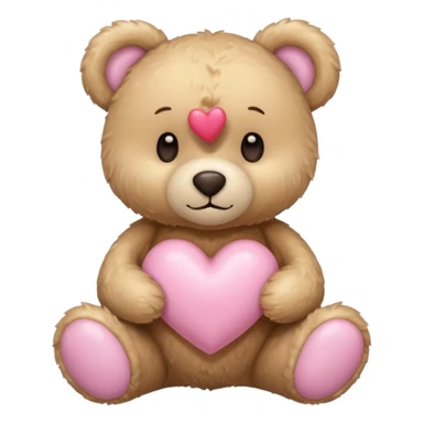 beige teddy bear and a pink pastel heart sticker