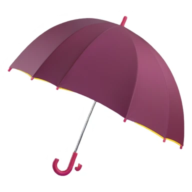 burgundy umbrella with a glowing neon outline in 3D emoji style sticker