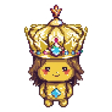 gold star with a crown, representing the word 'Elite', pixel art style sticker