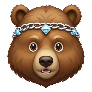 cute Russian grizzly bear wearing a diamond rapper chain sticker