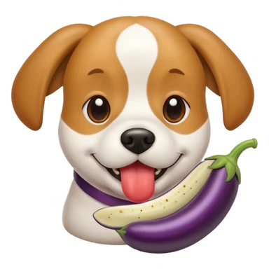 Dog eating eggplant  sticker