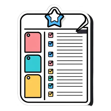 soft pastel kawaii rounded to-do list sticker with star-shaped checkboxes sticker