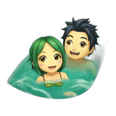 Nami and yamato in bath sticker