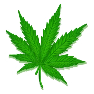 A green cannabis leaf being held by the stem as one would hold a flag. sticker
