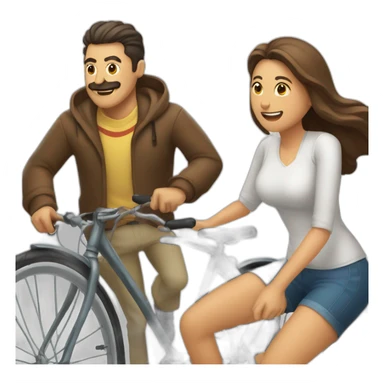 hombre y mujer montando en una bicicleta por separado cada uno separados sticker