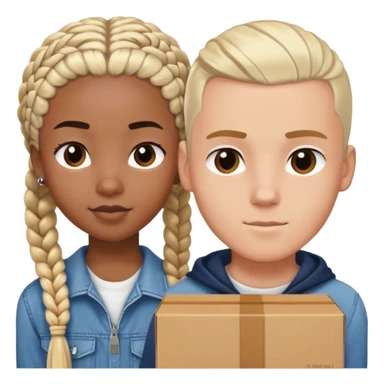 Teenage Interracial couple of a black woman with box braids and a white blonde man with a buzz cut  sticker