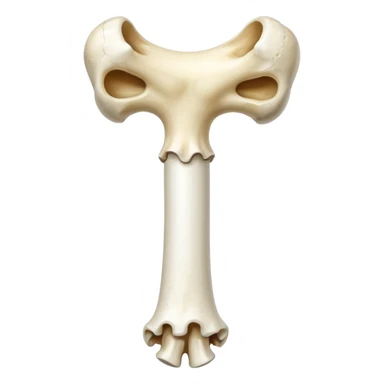 a femur bone with osteoporosis sticker