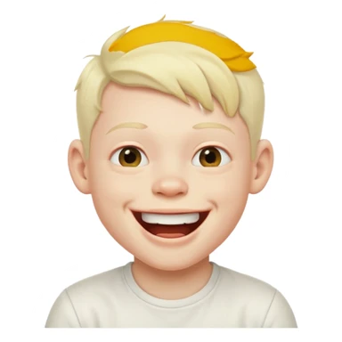albino boy laughing white shirt sticker
