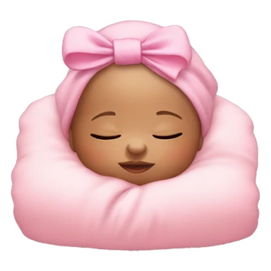 sleeping baby with pink bow on head sticker