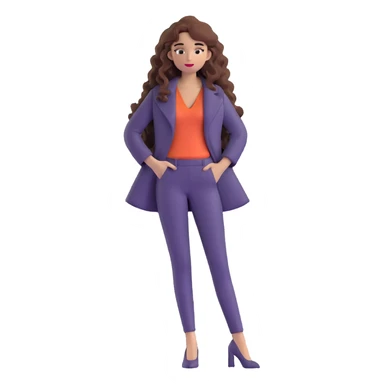Trendy fashionable woman with long curly hair wearing chic clothes sticker