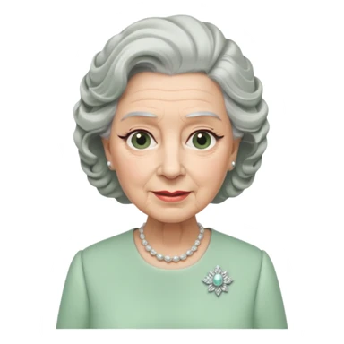 Queen Elizabeth with grey hair and waves in pastel green clothes sticker