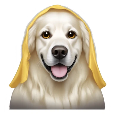 Golden retriever in a ghost costume  sticker