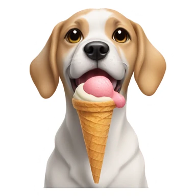 a dog licking a ice cream cone sticker