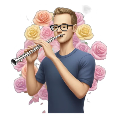 Jonathan Toews wearing glasses as a rainbow musical flute instrument in a symphony with pastel roses sticker