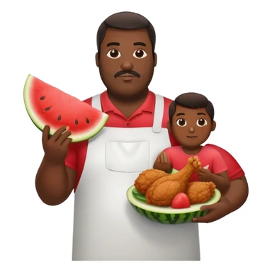 Big black man holding fried chicken and watermelon sticker