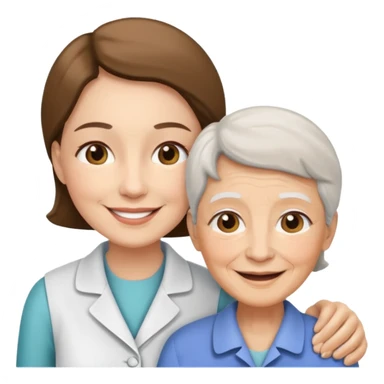 Caregiver with elderly person sticker