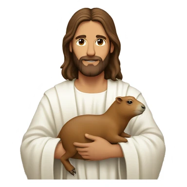 jesus christ holding a capybara  sticker