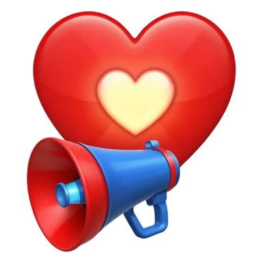 megaphone with a glowing heart coming out sticker