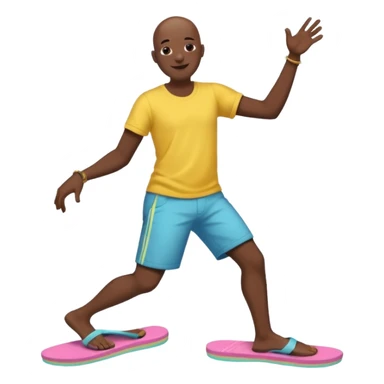 Realistic Black bald man dancing in his flip flops  sticker