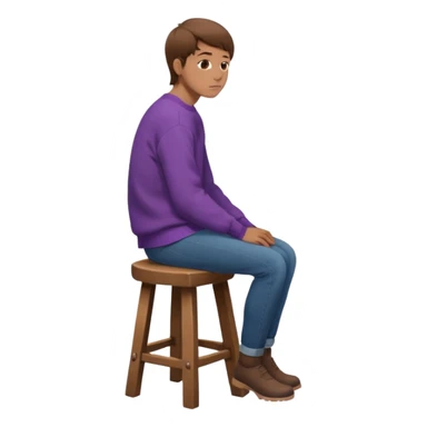a person sitting on stool full back head turn. sticker