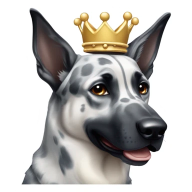A smiling malinois dark blue merle without red color with a crown on his head sticker