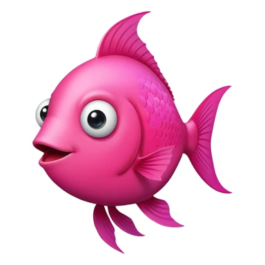 extremely derpy bright pink fish in perfect side profile facing right, but with both googly eyes comically visible and looking at viewer, stupid expression, flat 2D side view, very silly and goofy sticker
