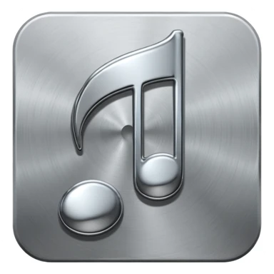 music note with a chromic metal texture, no gold sticker