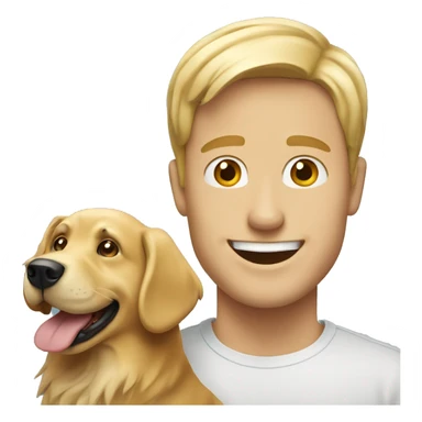 happy blonde man with golden retriever  sticker