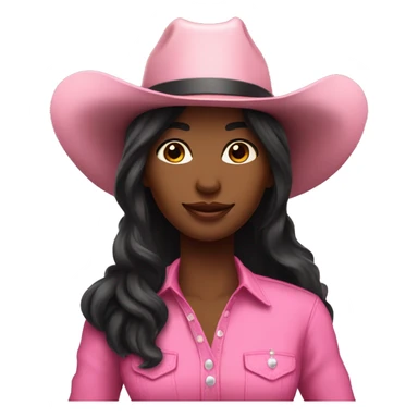 Pretty black cowgirl long hair wearing pink gallon hat sticker
