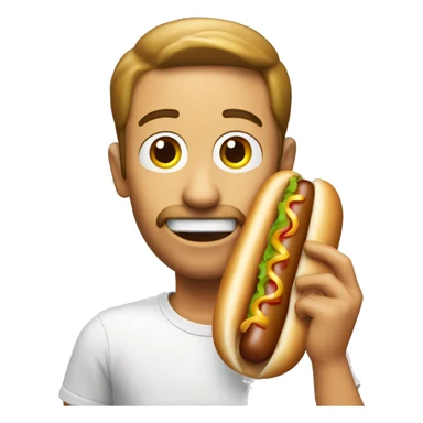 un monsieur qui mange un hot dog sticker