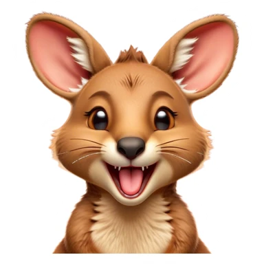 Cinematic Cute Yawning Kangaroo Portrait Emoji, Head tilted slightly with a dramatic, wide-open yawn, showcasing a soft, downy red-orange fur with gently drooping ears and round amber eyes barely open in drowsy contentment, Simplified yet irresistibly adorable features, highly detailed, glowing with a soft, cozy glow, high shine, relaxed yet expressive, stylized with a touch of outback charm, bright and endearing, soft glowing outline, capturing the essence of a sleepy yet affectionate kangaroo, so drowsy it feels like it could stretch out of the screen and curl up for a nap! sticker