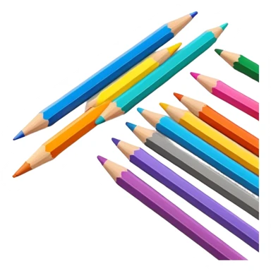 Cinematic Realistic image of a set of finely sharpened colouring pencils arranged neatly on crisp paper, rendered with vibrant hues and detailed pencil textures, illuminated by soft, creative lighting that captures the spirit of artistic expression sticker