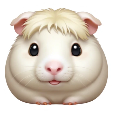 Cinematic Cute White Guinea Pig Portrait Emoji, Head tilted playfully and inquisitively, showcasing a silky, immaculate white coat with a natural glow, round, sparkling dark eyes filled with curiosity, Simplified yet irresistibly adorable features, highly detailed, glowing with a warm, friendly light, high shine, affectionate and lively, stylized with a touch of whimsy, bright and endearing, soft glowing outline, capturing the essence of a mischievous yet loving guinea pig, so playful it feels like it could nuzzle out of the screen and into your arms! sticker