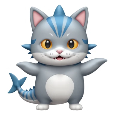 cat wearing shark costume sticker