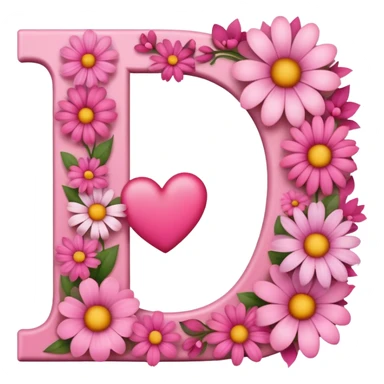 Pink, romantic, flowery, the letter “D” sticker