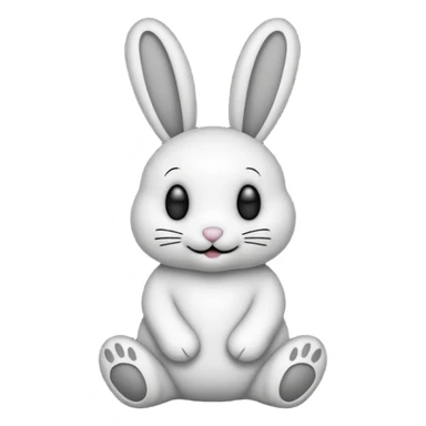 Emoji d'une peluche lapin squelette noir qui dit bonjour sticker