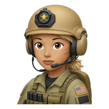 female special operations communications operator with combat gear head profile only sticker