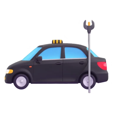 black luxury car door with a clearly visible dent on the bodywork, PDR (Paintless Dent Repair) tools such as rods positioned above the damage, elegant and modern sticker