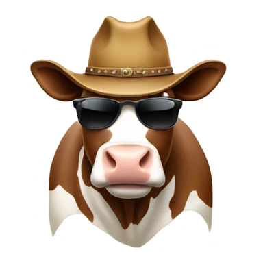 cow with cowboy hat and sunglasses sticker