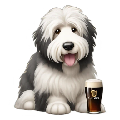 old english sheepdog with pint of guinness sticker