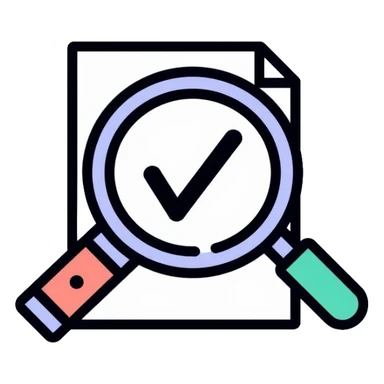 Quality Assurance logo with checkmark and magnifying glass sticker