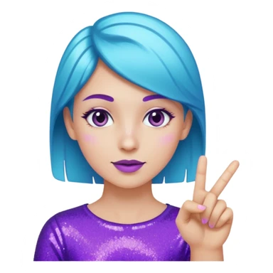 Glitter Roxo e Ciano Dedo apontando pro lado sticker