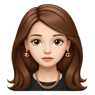 girl with long brown hair wearing channel sticker