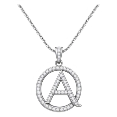 Diamond necklace with the cursive letter A pendant  sticker