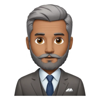 Dyed black gray hair  frencb beard graying indian guy in suit with a bentley names professor bw tlt sticker