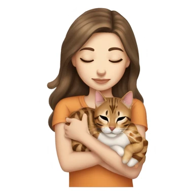 extremely light skin brunette girl sleeping with cute bengal cat sticker