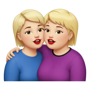 Chubby lesbian with medium brunette hair kissing tall butch lesbian with huge teeth and blonde short hair sticker