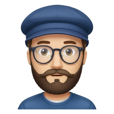 male full beard glasses and cap sticker
