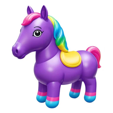  Lisa Frank style inflatable vinyl chubby horse toy figure  sticker